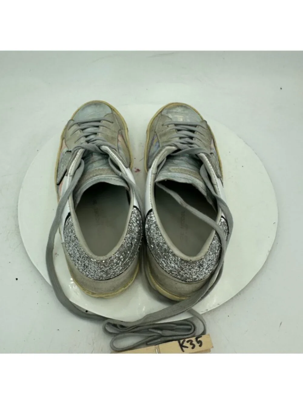 Philippe Model Women Sz EU 39 US 8.5 White Rainbow Tie Dye  Leather Tennis Shoes
